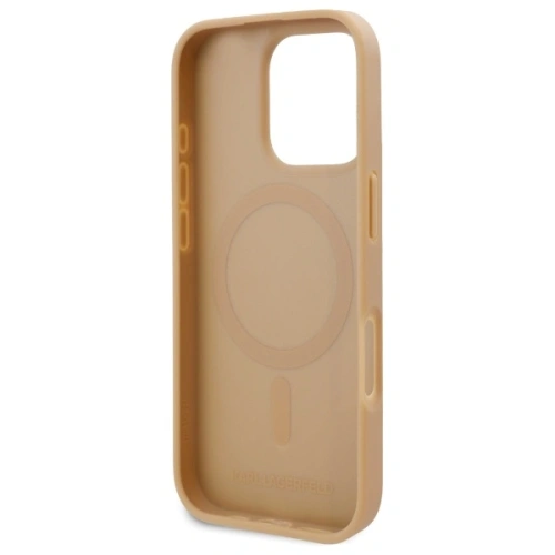 Buy Karl Lagerfeld KLHMP16LPKHPORPE Apple iPhone 16 Pro hardcase Leather Monogram Metal Logo MagSafe beige - KLD21758 - {ean13} - Home Screen Store Europe