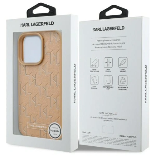 Buy Karl Lagerfeld KLHMP16LPKHPORPE Apple iPhone 16 Pro hardcase Leather Monogram Metal Logo MagSafe beige - KLD21758 - {ean13} - Home Screen Store Europe