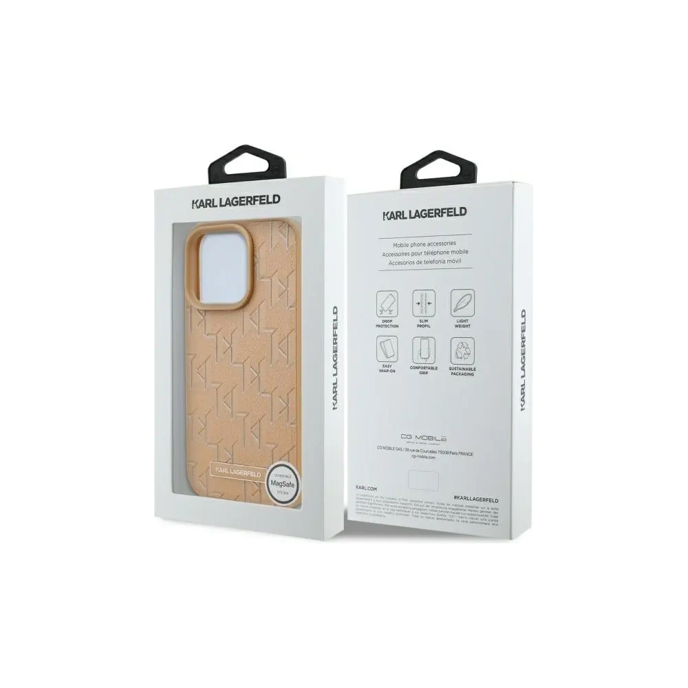 Etui Karl Lagerfeld KLHMP16LPKHPORPE Apple iPhone 16 Pro hardcase Leather Monogram Metal Logo MagSafe beżowy/beige