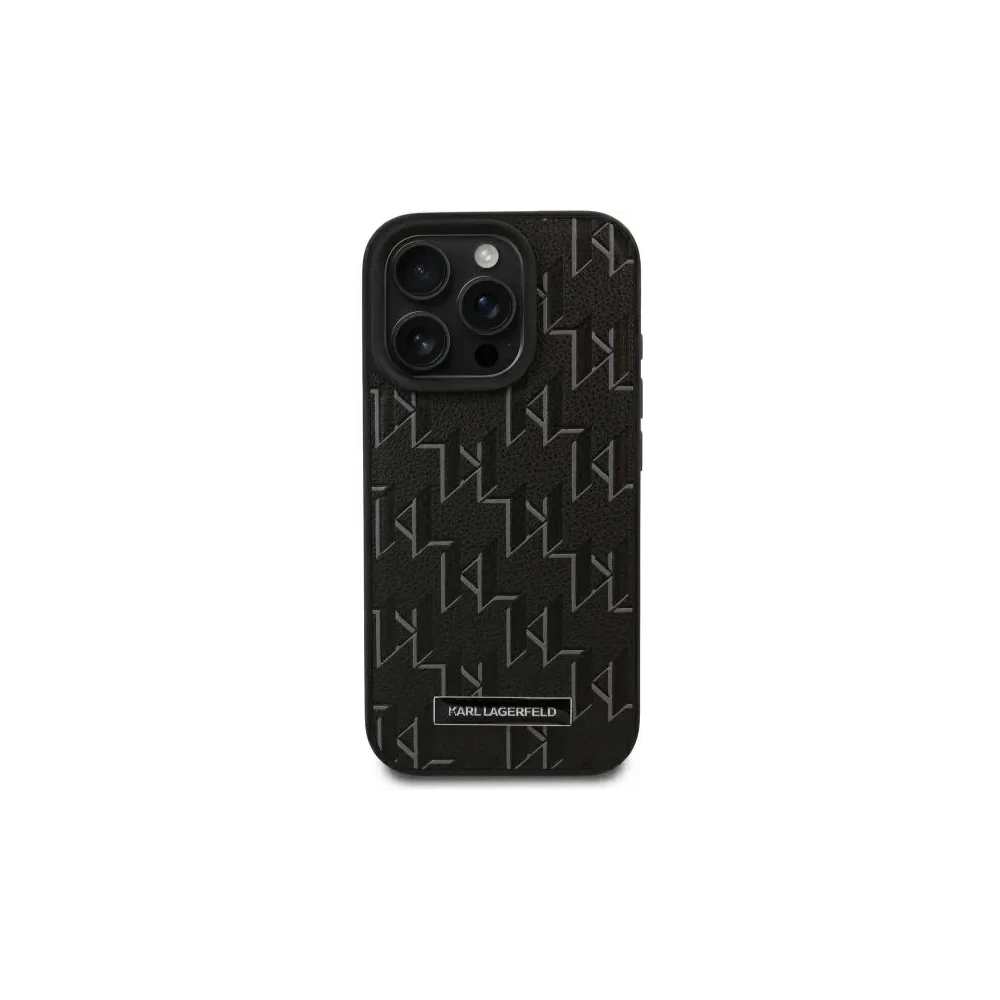 Etui Karl Lagerfeld KLHMP16LPKHPORPK Apple iPhone 16 Pro hardcase Leather Monogram Metal Logo MagSafe czarny/black