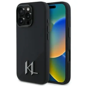 Buy Karl Lagerfeld KLHMP16LSCMKMPCK Apple iPhone 16 Pro hardcase Silicone Shadow Metal Initial MagSafe black - KLD21760 - {ean13} - Home Screen Store Europe