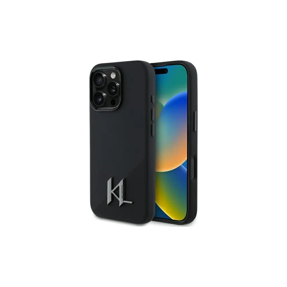 Etui Karl Lagerfeld KLHMP16LSCMKMPCK Apple iPhone 16 Pro hardcase Silicone Shadow Metal Initial MagSafe czarny/black
