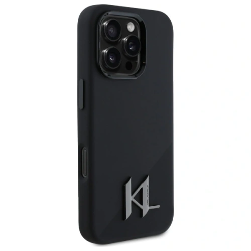 Buy Karl Lagerfeld KLHMP16LSCMKMPCK Apple iPhone 16 Pro hardcase Silicone Shadow Metal Initial MagSafe black - KLD21760 - {ean13} - Home Screen Store Europe