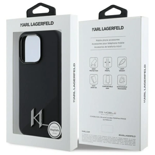 Buy Karl Lagerfeld KLHMP16LSCMKMPCK Apple iPhone 16 Pro hardcase Silicone Shadow Metal Initial MagSafe black - KLD21760 - {ean13} - Home Screen Store Europe