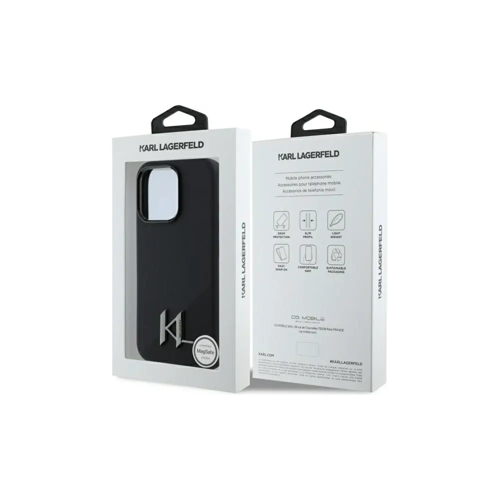 Etui Karl Lagerfeld KLHMP16LSCMKMPCK Apple iPhone 16 Pro hardcase Silicone Shadow Metal Initial MagSafe czarny/black