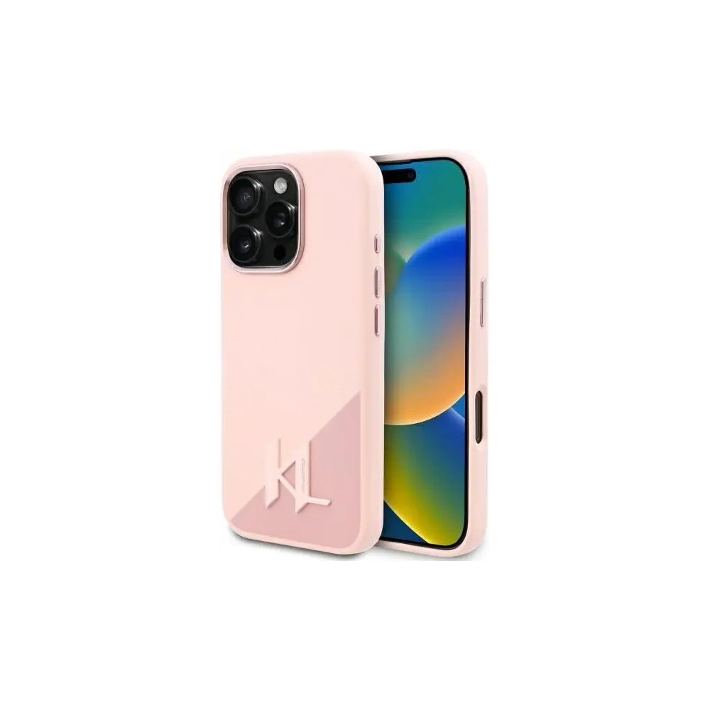 Etui Karl Lagerfeld KLHMP16LSCMKMPCP Apple iPhone 16 Pro hardcase Silicone Shadow Metal Initial MagSafe różowy/pink