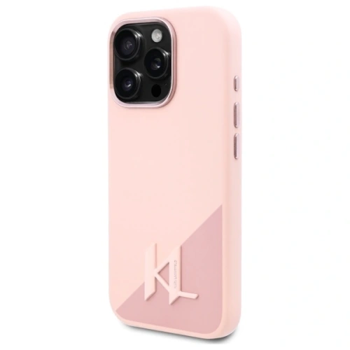 Buy Karl Lagerfeld KLHMP16LSCMKMPCP Apple iPhone 16 Pro hardcase Silicone Shadow Metal Initial MagSafe pink - KLD21761 - {ean13} - Home Screen Store Europe
