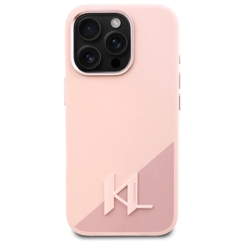 Buy Karl Lagerfeld KLHMP16LSCMKMPCP Apple iPhone 16 Pro hardcase Silicone Shadow Metal Initial MagSafe pink - KLD21761 - {ean13} - Home Screen Store Europe