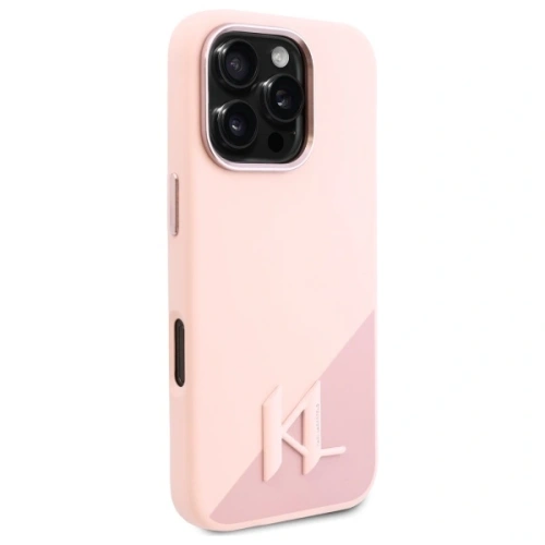 Buy Karl Lagerfeld KLHMP16LSCMKMPCP Apple iPhone 16 Pro hardcase Silicone Shadow Metal Initial MagSafe pink - KLD21761 - {ean13} - Home Screen Store Europe