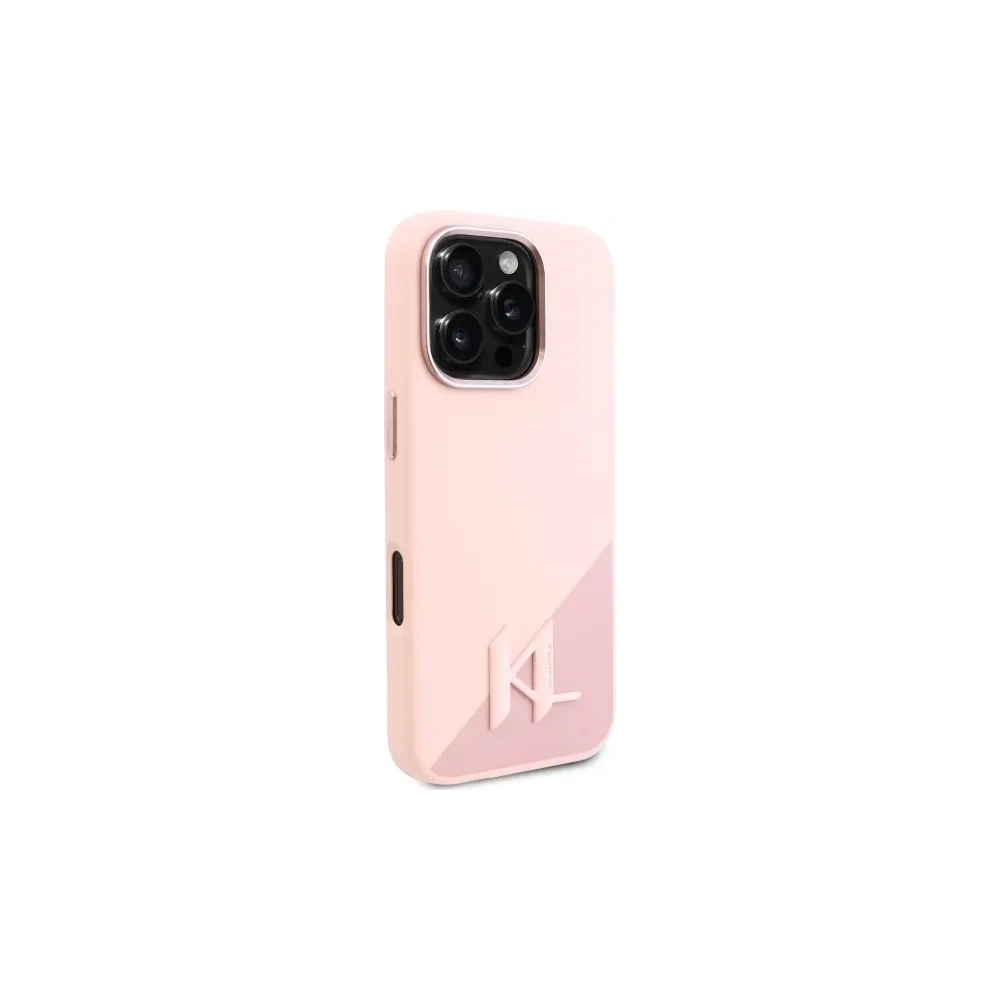 Etui Karl Lagerfeld KLHMP16LSCMKMPCP Apple iPhone 16 Pro hardcase Silicone Shadow Metal Initial MagSafe różowy/pink