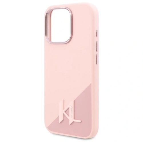 Buy Karl Lagerfeld KLHMP16LSCMKMPCP Apple iPhone 16 Pro hardcase Silicone Shadow Metal Initial MagSafe pink - KLD21761 - {ean13} - Home Screen Store Europe