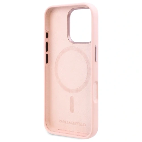 Buy Karl Lagerfeld KLHMP16LSCMKMPCP Apple iPhone 16 Pro hardcase Silicone Shadow Metal Initial MagSafe pink - KLD21761 - {ean13} - Home Screen Store Europe