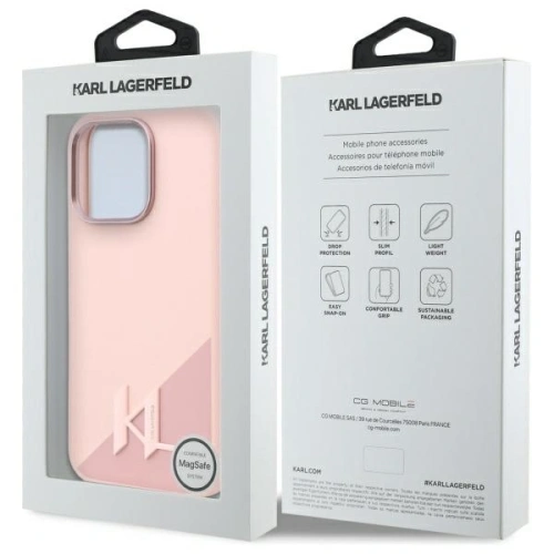Buy Karl Lagerfeld KLHMP16LSCMKMPCP Apple iPhone 16 Pro hardcase Silicone Shadow Metal Initial MagSafe pink - KLD21761 - {ean13} - Home Screen Store Europe