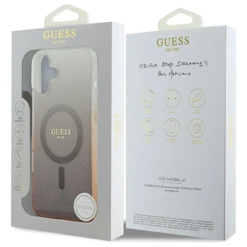 Buy Guess GUHMP16SHGRCELW Apple iPhone 16 hardcase IML Glitter Gradient MagSafe brown - GUE3656 - {ean13} - Home Screen Store Europe