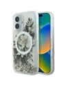 Buy Guess GUHMP16SLFMWTE Apple iPhone 16 hardcase Liquid Glitter Flower MagSafe beige - GUE3657 - {ean13} - Home Screen Store Europe
