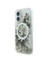 Buy Guess GUHMP16SLFMWTE Apple iPhone 16 hardcase Liquid Glitter Flower MagSafe beige - GUE3657 - {ean13} - Home Screen Store Europe