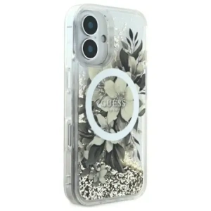Kup Etui Guess GUHMP16SLFMWTE Apple iPhone 16 hardcase Liquid Glitter Flower MagSafe béžový/beige - GUE3657 - {ean13} - Sklep Home Screen