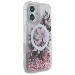 Kup Etui Guess GUHMP16SLFMWTP Apple iPhone 16 hardcase Liquid Glitter Flower MagSafe růžový/pink - GUE3658 - {ean13} - Sklep Home Screen