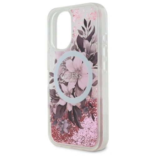 Kup Etui Guess GUHMP16SLFMWTP Apple iPhone 16 hardcase Liquid Glitter Flower MagSafe růžový/pink - GUE3658 - {ean13} - Sklep Home Screen