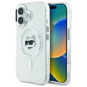 Buy Karl Lagerfeld KLHMP16MHLSCHH Apple iPhone 16 Plus hardcase IML Metal Choupette Head MagSafe white - KLD21762 - {ean13} - Home Screen Store Europe