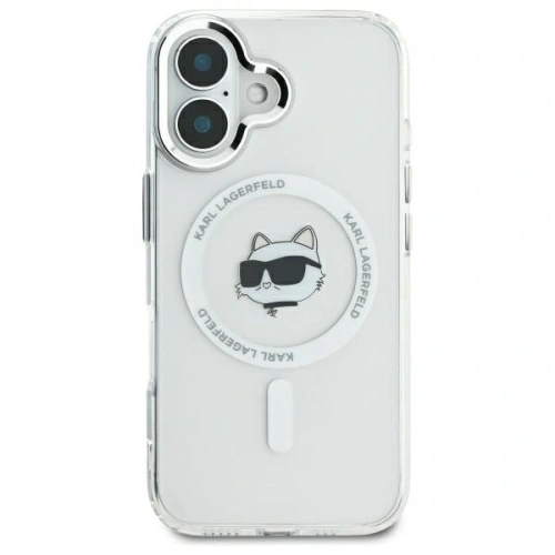 Buy Karl Lagerfeld KLHMP16MHLSCHH Apple iPhone 16 Plus hardcase IML Metal Choupette Head MagSafe white - KLD21762 - {ean13} - Home Screen Store Europe