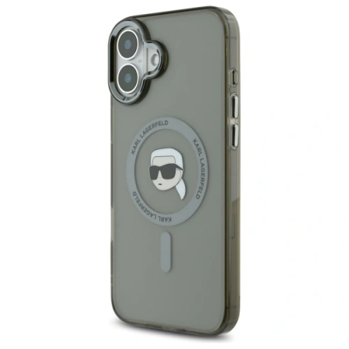 Buy Karl Lagerfeld KLHMP16MHLSKIK Apple iPhone 16 Plus hardcase IML Metal Karl Head MagSafe black - KLD21764 - {ean13} - Home Screen Store Europe