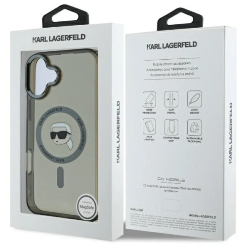 Buy Karl Lagerfeld KLHMP16MHLSKIK Apple iPhone 16 Plus hardcase IML Metal Karl Head MagSafe black - KLD21764 - {ean13} - Home Screen Store Europe