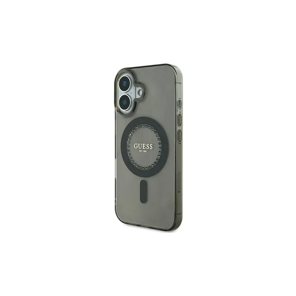 Etui Guess GUHMP16SPFTDTEK Apple iPhone 16 hardcase IML Rhinestones MagSafe czarny/black