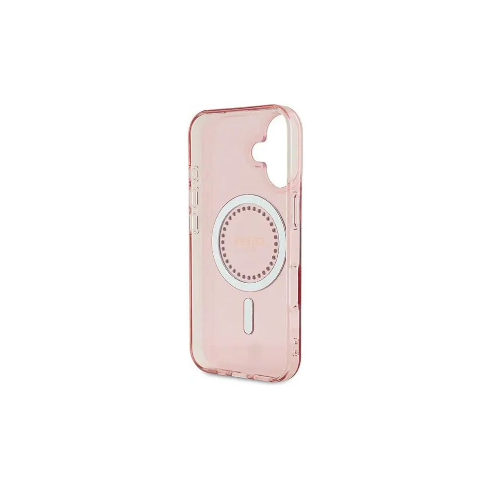 Etui Guess GUHMP16SPFTDTEP Apple iPhone 16 hardcase IML Rhinestones MagSafe różowy/pink