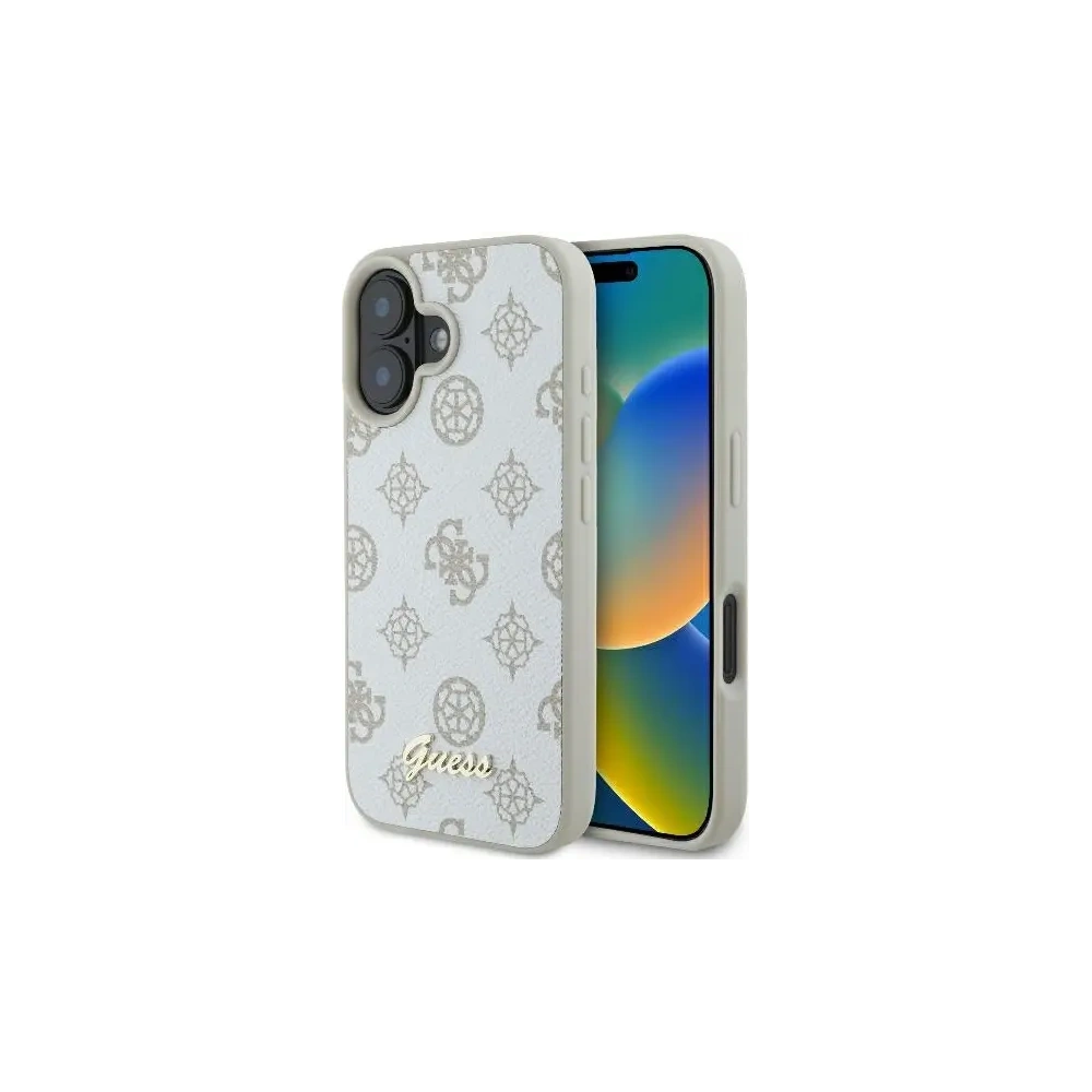 Etui Guess GUHMP16SPGPYSH Apple iPhone 16 hardcase Peony Script Logo MagSafe biały/white