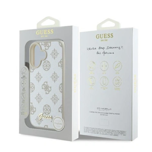 Buy Guess GUHMP16SPGPYSH Apple iPhone 16 hardcase Peony Script Logo MagSafe white - GUE3662 - {ean13} - Home Screen Store Europe