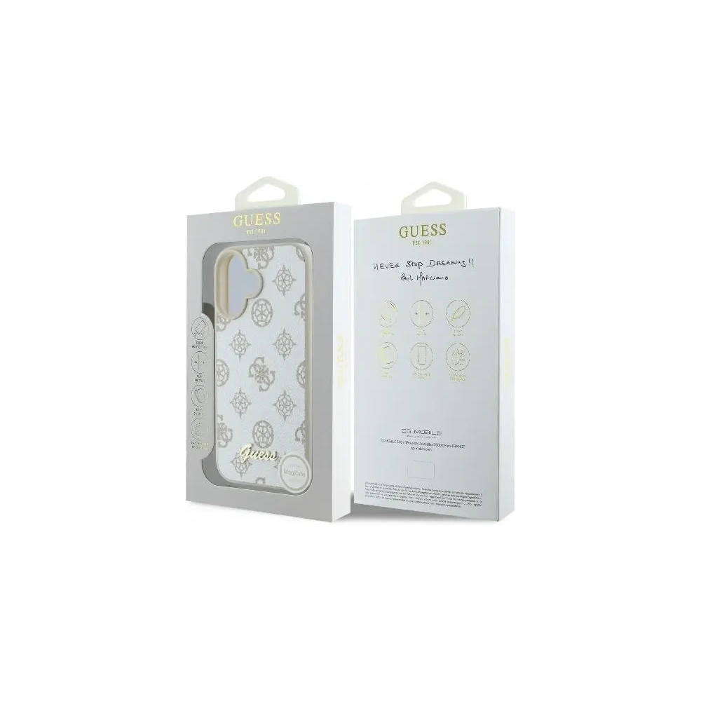 Etui Guess GUHMP16SPGPYSH Apple iPhone 16 hardcase Peony Script Logo MagSafe biały/white