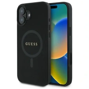 Buy Guess GUHMP16SPSAHMCK Apple iPhone 16 hardcase Saffiano Classic Logo MagSafe black - GUE3663 - {ean13} - Home Screen Store Europe