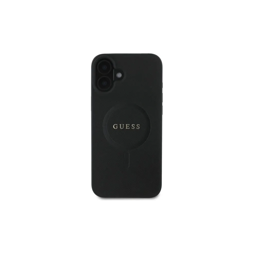 Etui Guess GUHMP16SPSAHMCK Apple iPhone 16 hardcase Saffiano Classic Logo MagSafe czarny/black