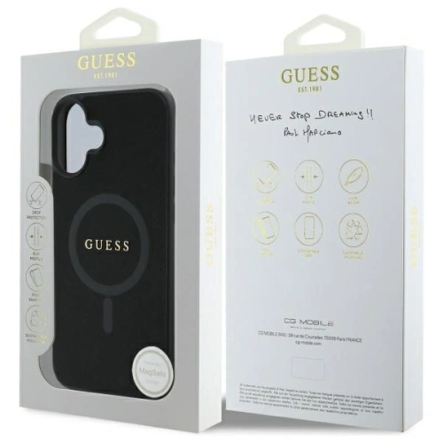 Buy Guess GUHMP16SPSAHMCK Apple iPhone 16 hardcase Saffiano Classic Logo MagSafe black - GUE3663 - {ean13} - Home Screen Store Europe