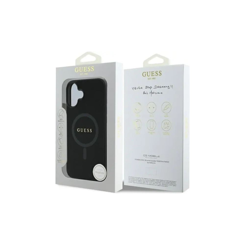 Etui Guess GUHMP16SPSAHMCK Apple iPhone 16 hardcase Saffiano Classic Logo MagSafe czarny/black