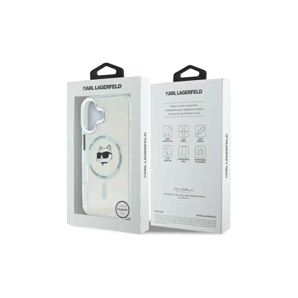 Etui Karl Lagerfeld KLHMP16SHLSCHH Apple iPhone 16 hardcase IML Metal Choupette Head MagSafe biały/white