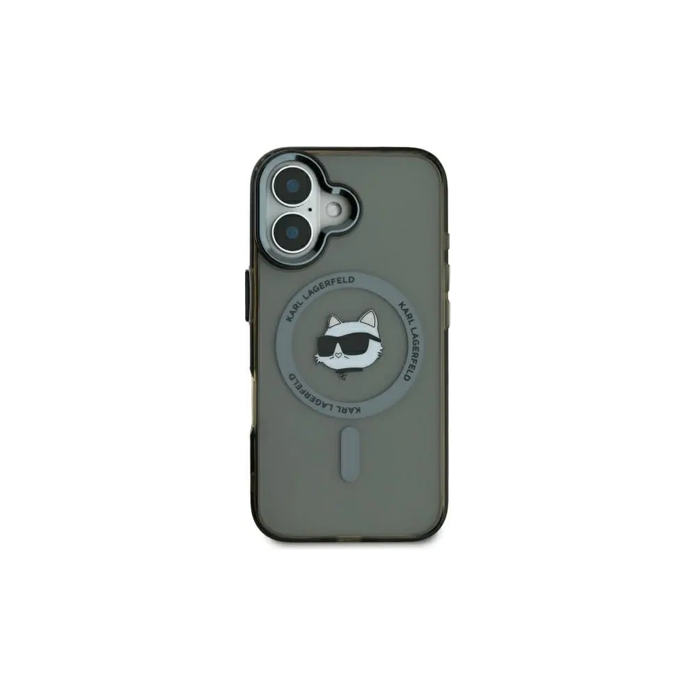 Etui Karl Lagerfeld KLHMP16SHLSCHK Apple iPhone 16 hardcase IML Metal Choupette Head MagSafe czarny/black