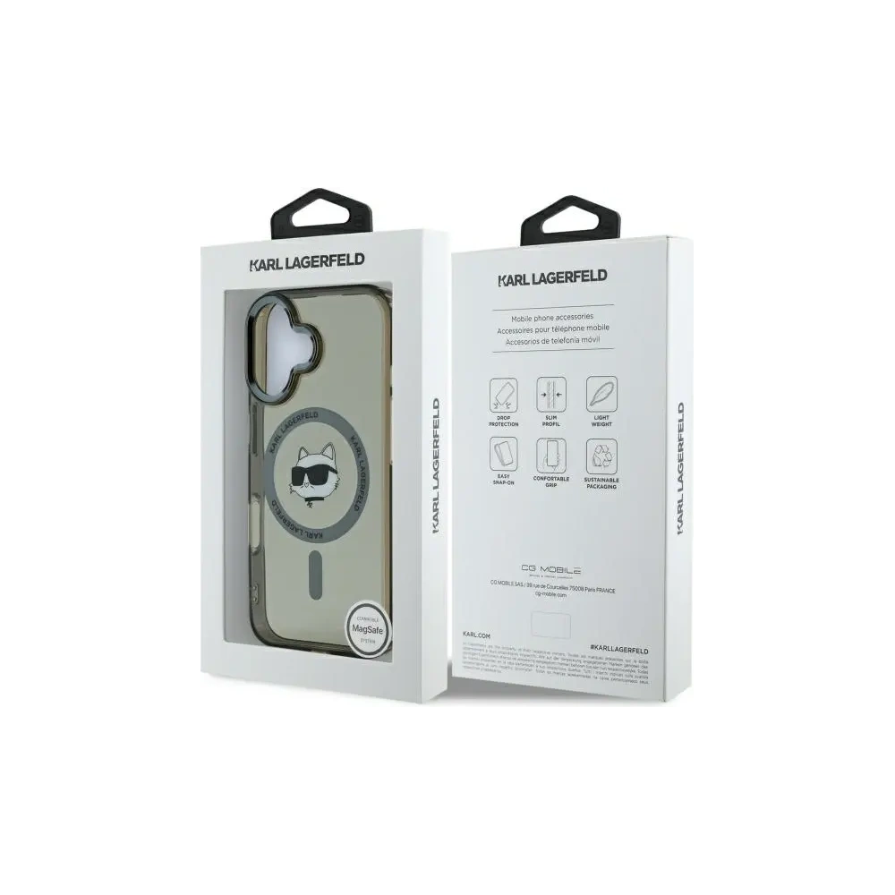 Etui Karl Lagerfeld KLHMP16SHLSCHK Apple iPhone 16 hardcase IML Metal Choupette Head MagSafe czarny/black