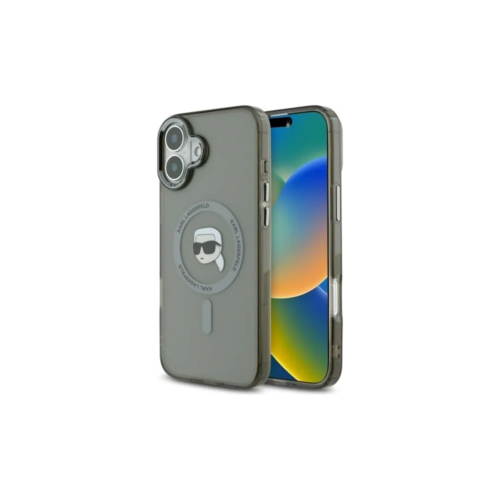 Etui Karl Lagerfeld KLHMP16SHLSKIK Apple iPhone 16 hardcase IML Metal Karl Head MagSafe czarny/black
