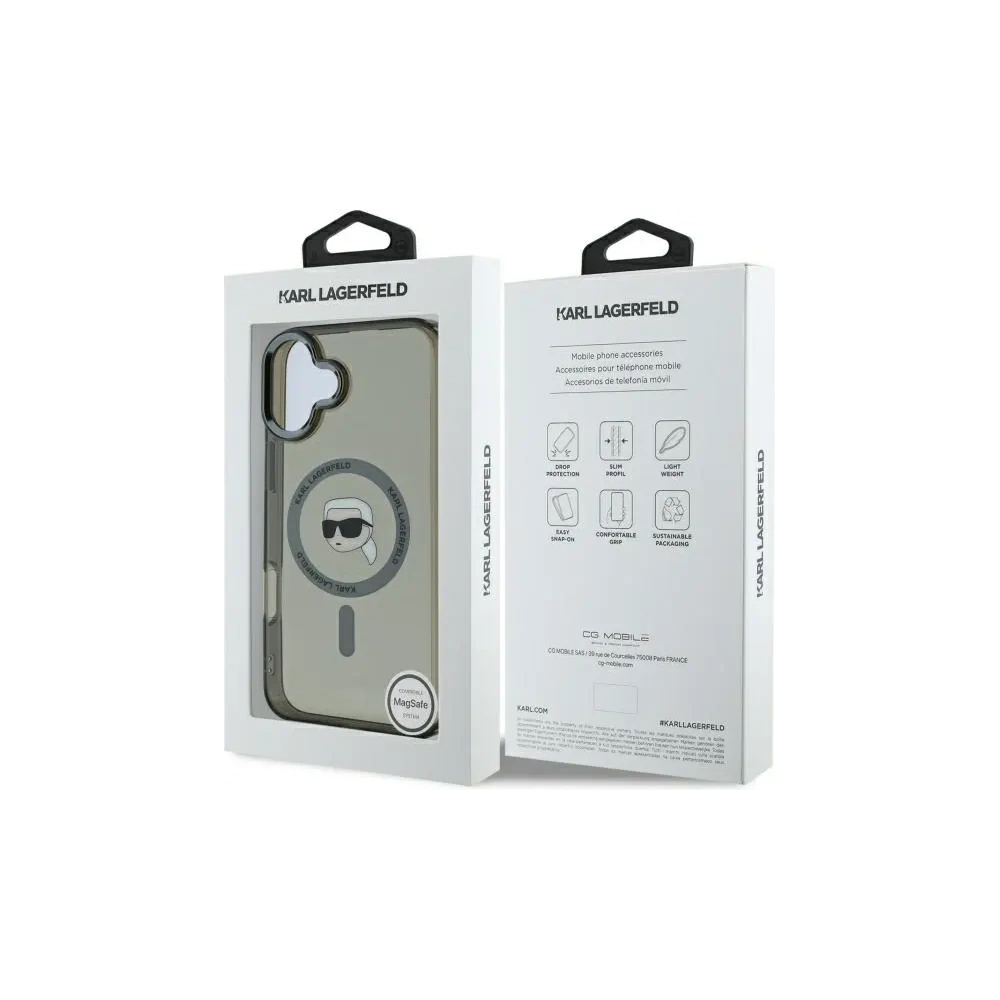 Etui Karl Lagerfeld KLHMP16SHLSKIK Apple iPhone 16 hardcase IML Metal Karl Head MagSafe czarny/black