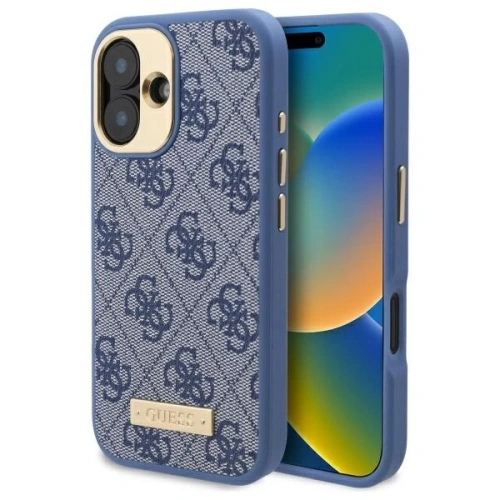 Buy Guess GUHMP16SU4GPRB Apple iPhone 16 hardcase 4G Logo Plate MagSafe blue - GUE3664 - {ean13} - Home Screen Store Europe