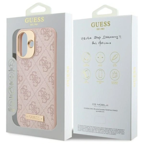 Kup Guess GUHMP16SU4GPRP Apple iPhone 16 kemény tok 4G Logólemez MagSafe rózsaszín - GUE3666 - {ean13} - Sklep Home Screen