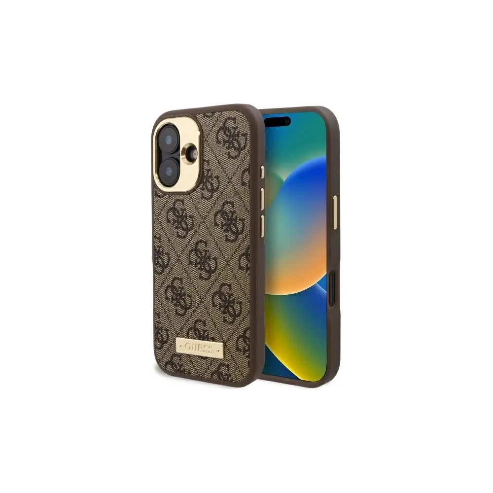 Etui Guess GUHMP16SU4GPRW Apple iPhone 16 hardcase 4G Logo Plate MagSafe brązowy/brown