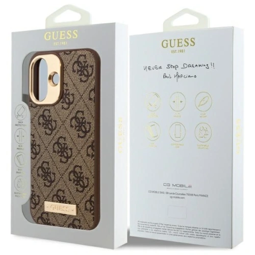 Kup Guess GUHMP16SU4GPRW Apple iPhone 16 Hardcase 4G Logo Platte MagSafe braun - GUE3667 - {ean13} - Sklep Home Screen