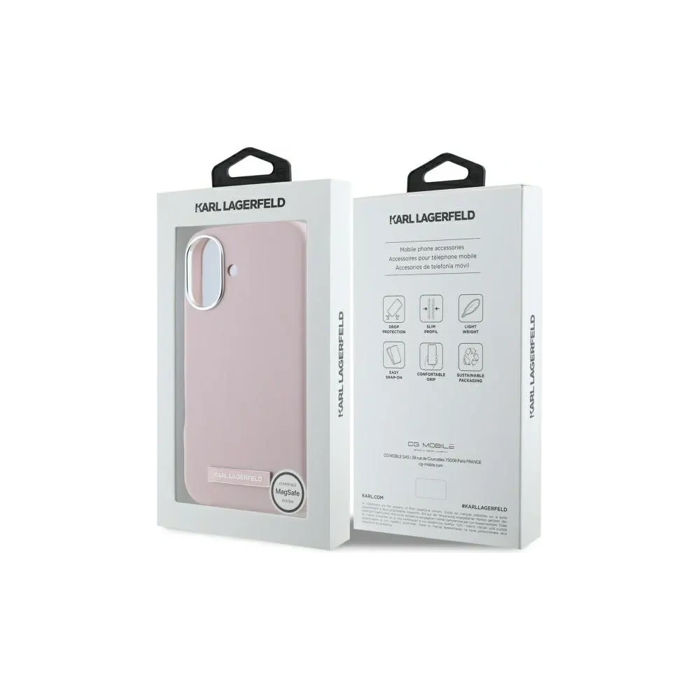 Etui Karl Lagerfeld KLHMP16SPGMSRPP Apple iPhone 16 hardcase FW Metal Plate MagSafe różowy/pink
