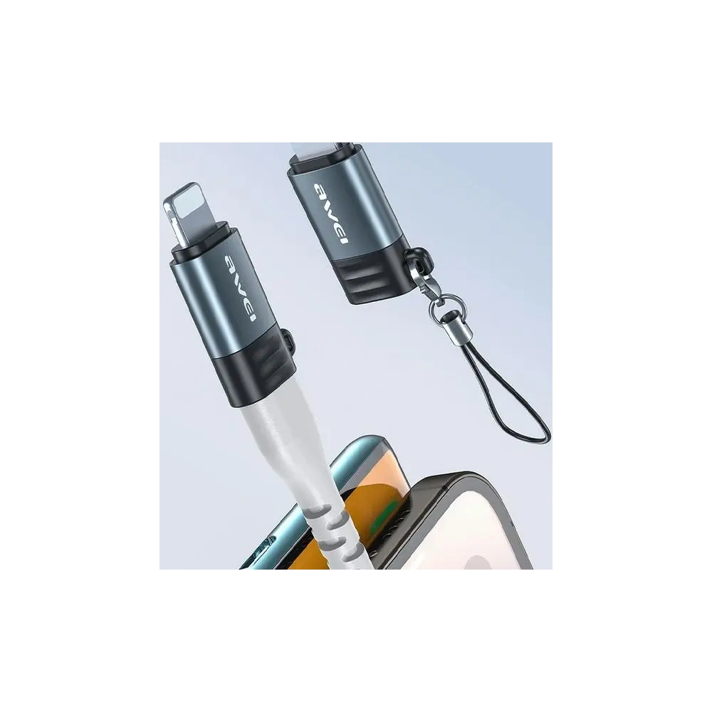 Adapter AWEI A11 USB-C / Lightning szary/grey