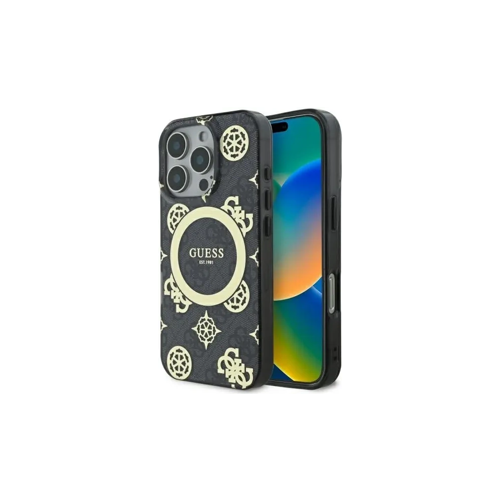 Etui Guess GUHMP16XH4PYEEK Apple iPhone 16 Pro Max hardcase IML Peony On 4G Background MagSafe czarny/black