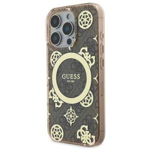 Buy Guess GUHMP16XH4PYEEW Apple iPhone 16 Pro Max hardcase IML Peony On 4G Background MagSafe brown - GUE3672 - {ean13} - Home Screen Store Europe