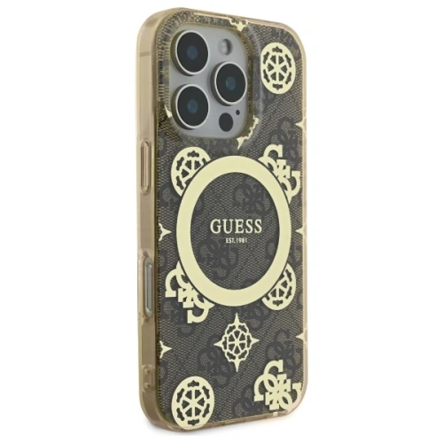 Buy Guess GUHMP16XH4PYEEW Apple iPhone 16 Pro Max hardcase IML Peony On 4G Background MagSafe brown - GUE3672 - {ean13} - Home Screen Store Europe